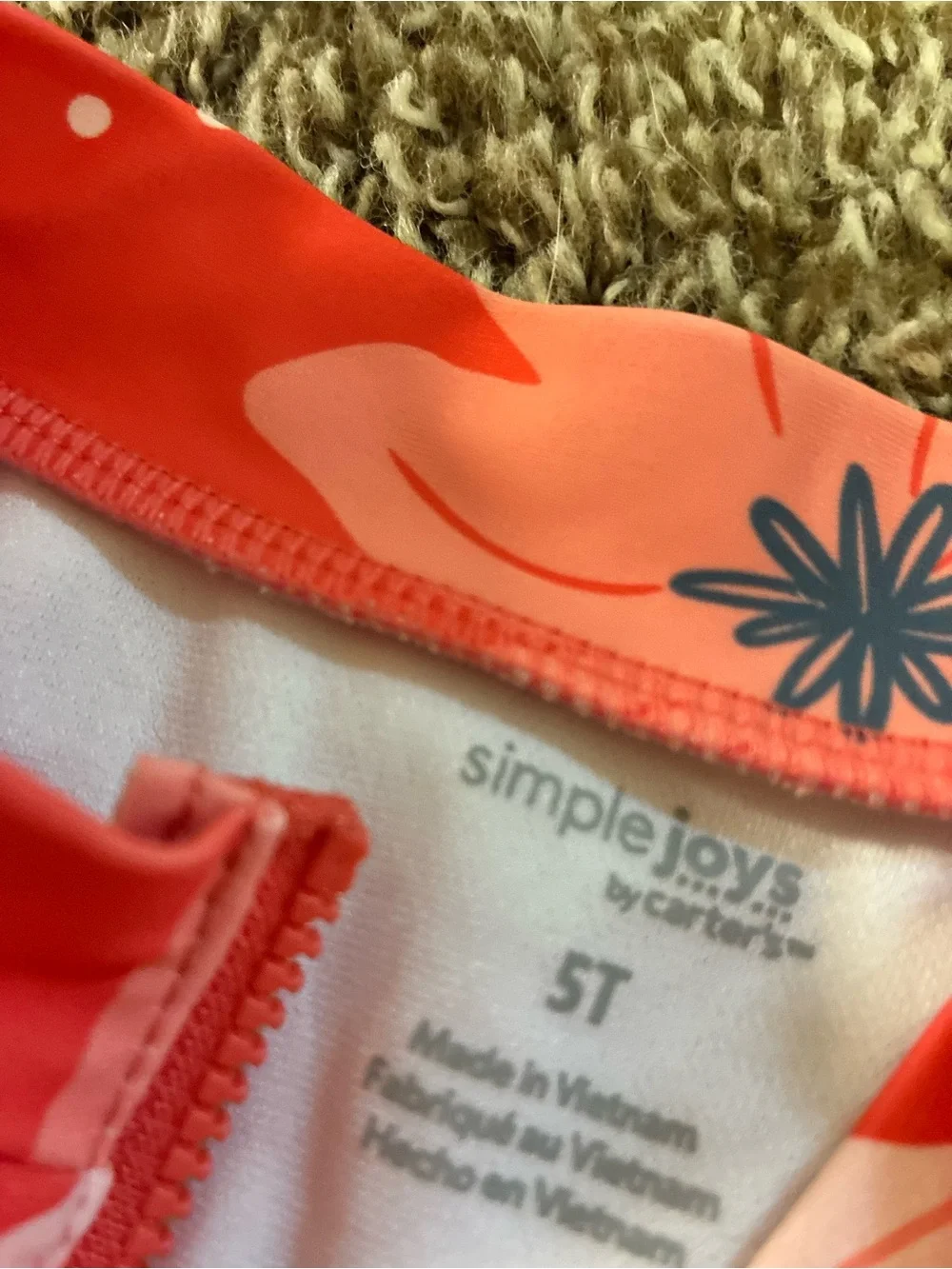 Carter's Simple Joys Coral Floral One-Piece Swimsuit